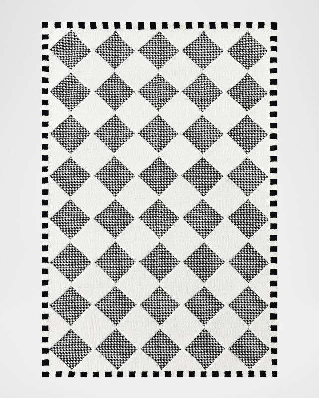 Houndstooth Check Diamond Rug, 5' x 8'